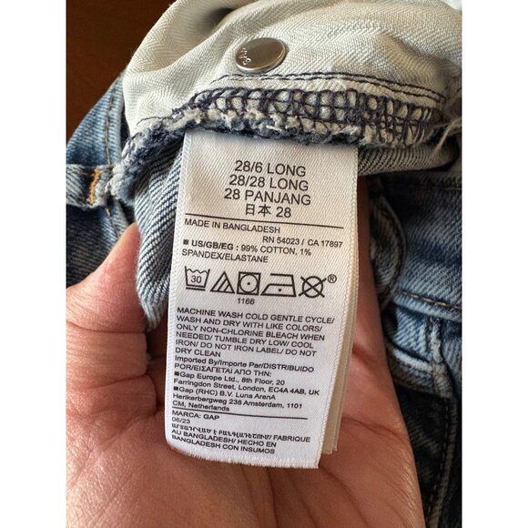 GAP ‘90s Loose Mid Rise Jeans Vintage Destructed Straight Leg Size 28 Long Tall - Picture 6 of 11